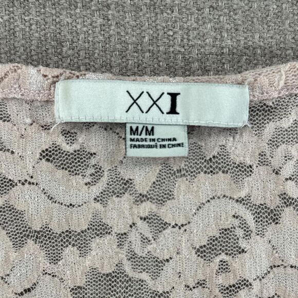 XXI Cottage Lace Grunge Layering Top Light Pink Sweet Fairy Long Sleeve Shirt S - Picture 3 of 4